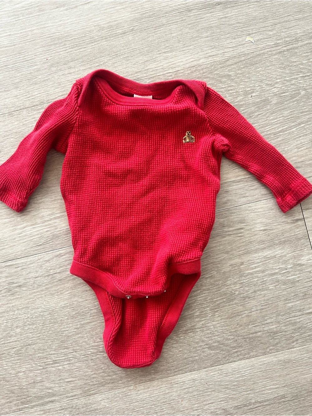 GAP Red Long-Sleeve Waffle Knit One-Piece